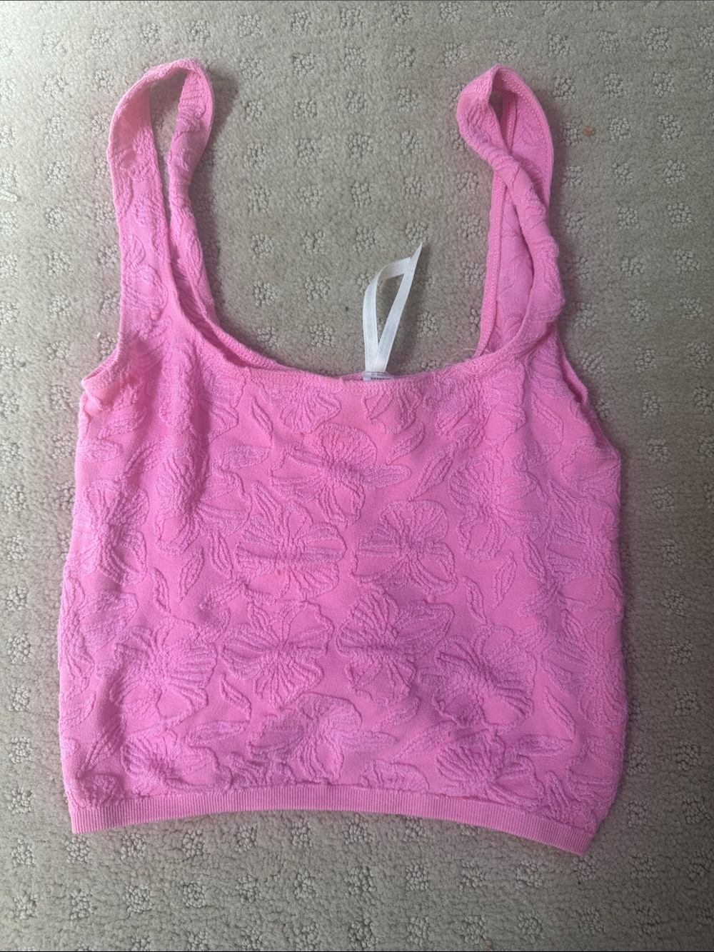 Anthropologie Pink Textured Floral Tank